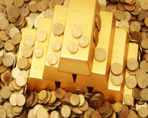 Gold ingots and coins